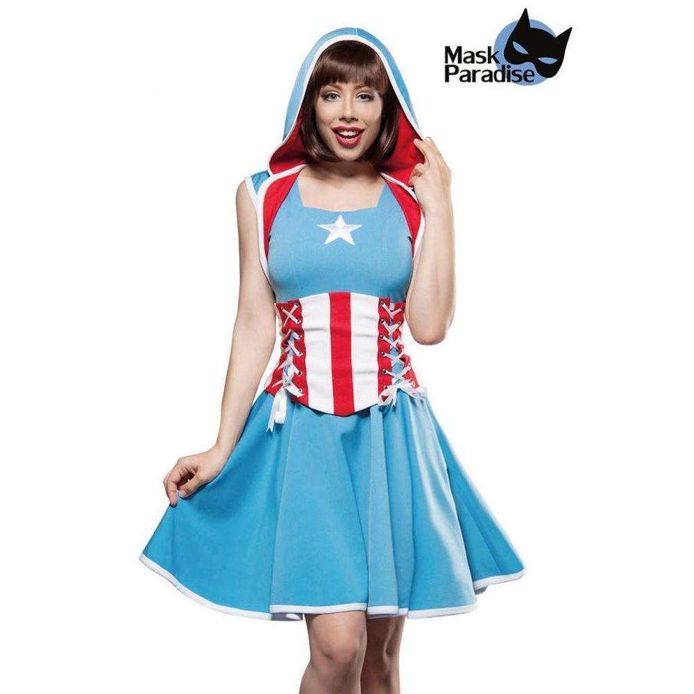 Mask Paradise - Major America Kostuum - Blauw/Rood